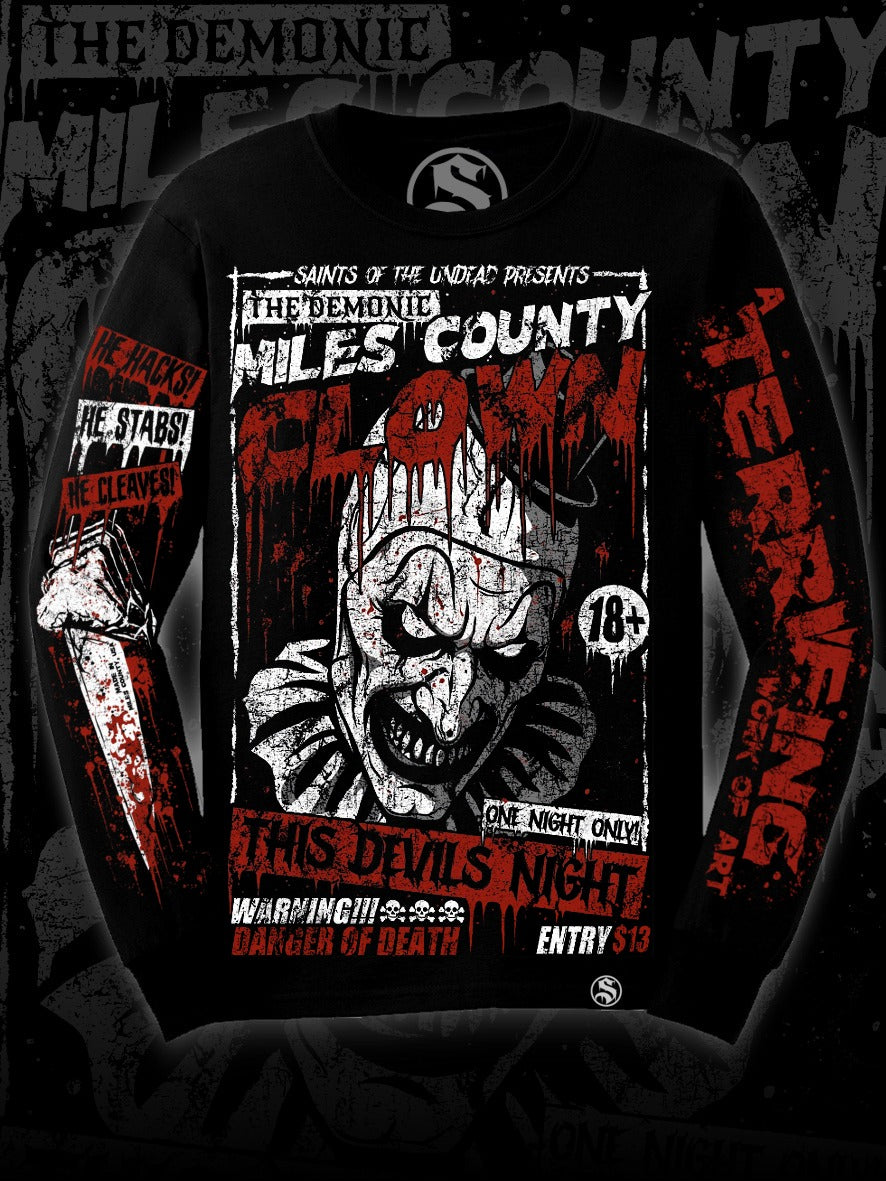 THE DEMONIC MILES COUNTY CLOWN LONGSLEEVE – Saints of the Undead
