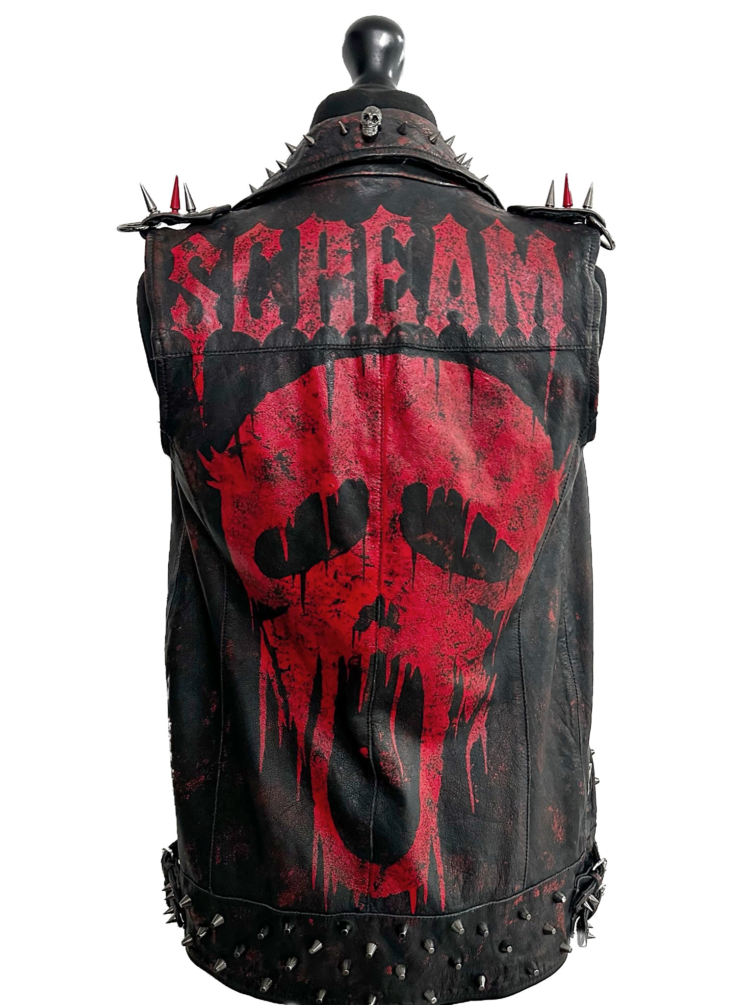 SCREAM SLEEVELESS LEATHER JACKET – Saints of the Undead Clothing