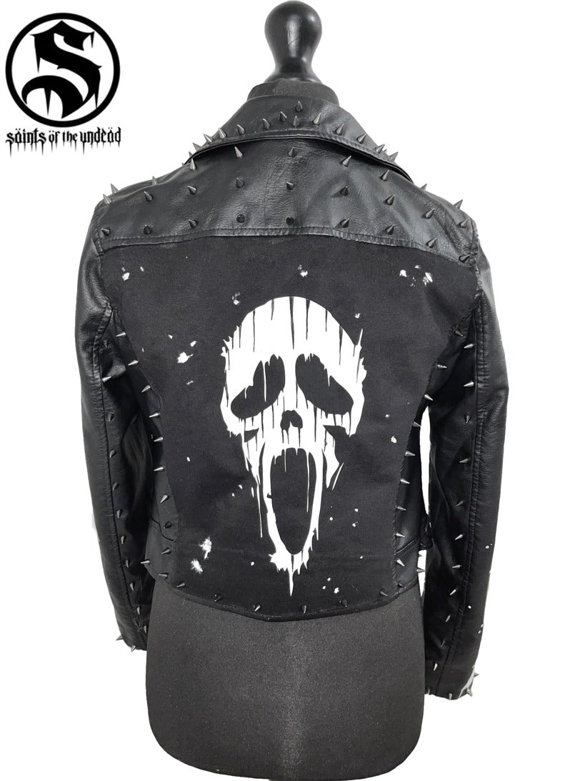 Ladies Scream GHOST FACE Black Leather Jacket