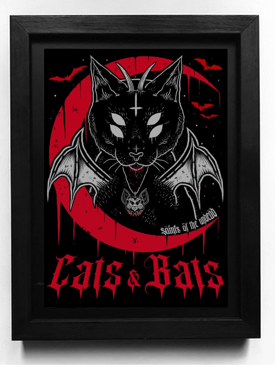 Cats & Bats A5 Art Print