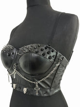 Load image into Gallery viewer, THE CROSS BLACK LEATHER BUSTIER
