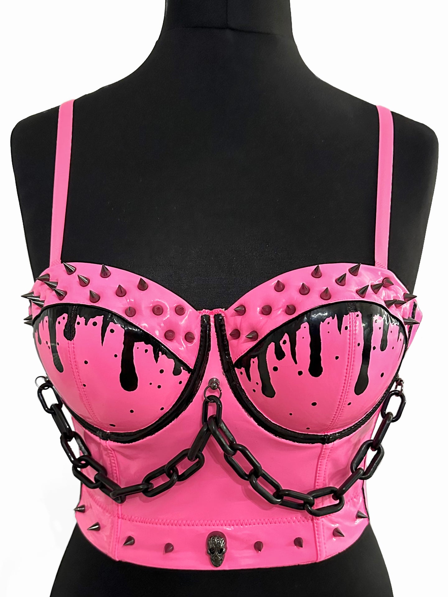DRIPPING BLOOD PINK LEATHER BUSTIER