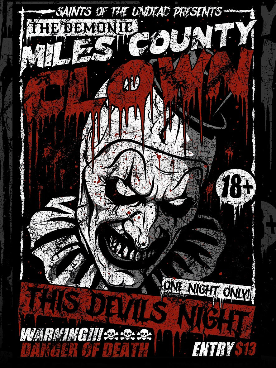 THE DEMONIC MILES COUNTY CLOWN - A4 PRINT