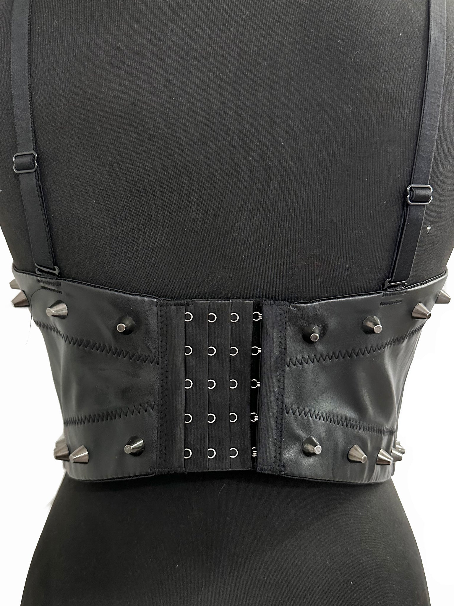 Black leather corset belt with studs