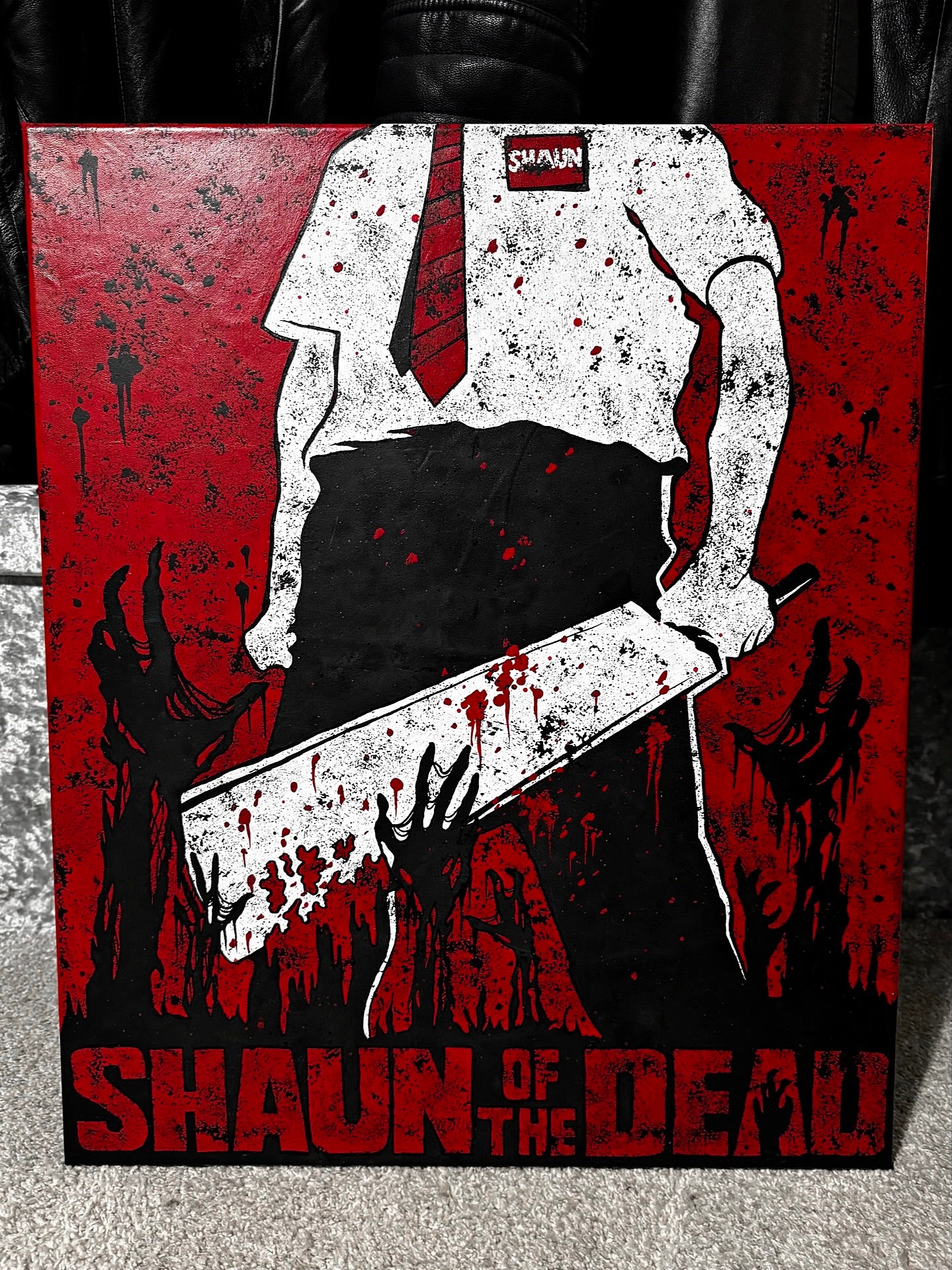 LEATHER ART PRINT - SHAUN OF THE DEAD