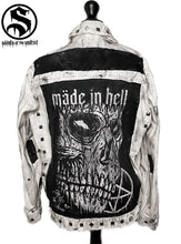 Load image into Gallery viewer, Men&#39;s Made in Hell White Denim Jacket
