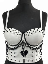 Load image into Gallery viewer, BROKEN HEART WHITE LEATHER BUSTIER
