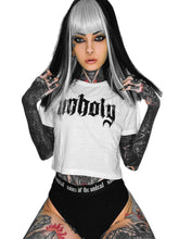 Load image into Gallery viewer, Ladies Unholy Crop Tee White
