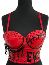 Load image into Gallery viewer, EVIL RED LEATHER BUSTIER

