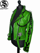 Load image into Gallery viewer, LADIES TYPE O NEGATIVE GREEN LEATHER JACKET
