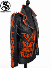 Load image into Gallery viewer, Ladies Halloween Trick or Treat Leather Jacket
