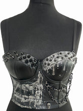 Load image into Gallery viewer, BONES BLACK LEATHER BUSTIER
