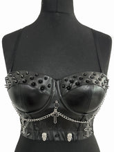 Load image into Gallery viewer, THE CROSS BLACK LEATHER BUSTIER
