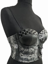 Load image into Gallery viewer, BONES BLACK LEATHER BUSTIER
